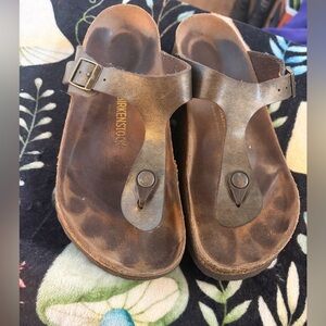 Birkenstock Gizeh Dark Brown Leather Sandals